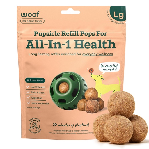 [BRSROGDQDEHAYEYU] WOOF Pupsicle Refill Pops for All-in-1 Health - Long-Lasting Multivitamin Refills for The Pupsicle Toy - with Vitamins A, B, D, Iron, Magnesium, and Fiber - Large Pops - 7 Count