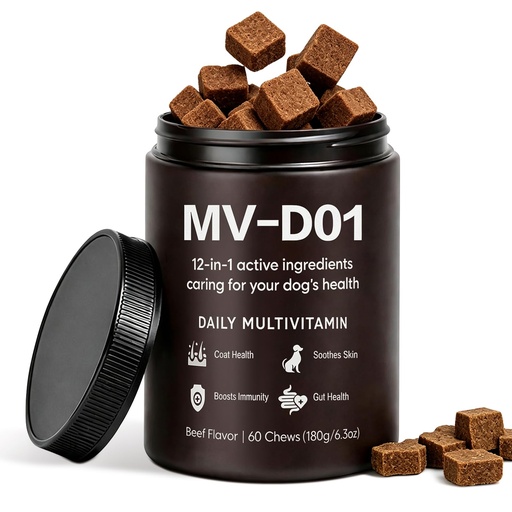 [BRSRGBIDAUNBOG3V] DM-01 Daily Multivitamin for Dogs - Advanced Hip & Joint Support, Boosts Immune System & Digestion, Promotes Skin, Coat & Organ System Health, Enhances Activity & Mood, 60 Chews