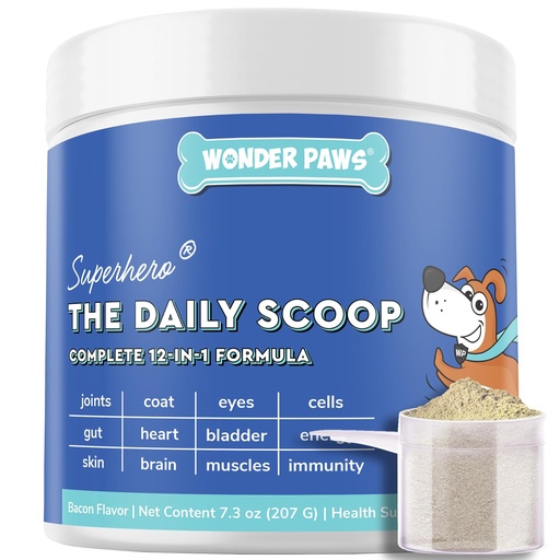 [BRSRECYDB4BRS3AV] Premium 12-in-1 Multivitamin Powder for Dogs Food Topper – Daily Scoop Multivitamin Dog Supplement for Joints, Digestion, Skin, Heart & Immunity – Probiotics, Collagen, Glucosamine, Mushrooms–7.3oz