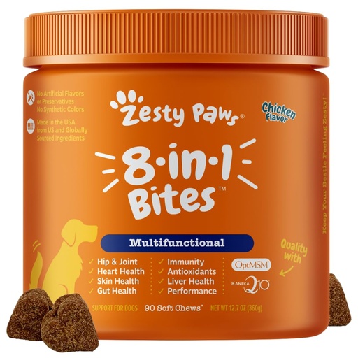 [BRSRMYAFAEJW2D3V] 8-in-1 Multivitamin Bites for Dogs, Vitamins, Glucosamine, Chondroitin & Probiotics, Functional Dog Supplement