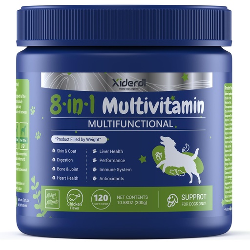[BRSRECQ3OUIAOHI2] Dog Multivitamin with Glucosamine, Chondroitin, MSM & Probiotics – 8-in-1 Hip & Joint, Skin & Coat, Gut, Heart & Immune Health Supplement Soft Chews for Dogs – 120 Count