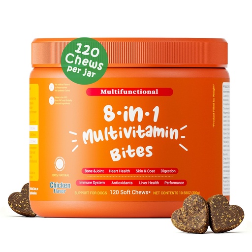 [BRSRGYD4OZ5GGYLU] Probiotics for Dog Vitamins, Supplements Chondroitin for Skin Coat Chicken | Multivitamin Treats for Dogs, Joint Support Glucosamine + Digestive Enzymes & Probiotics, Grain Free - 120ct