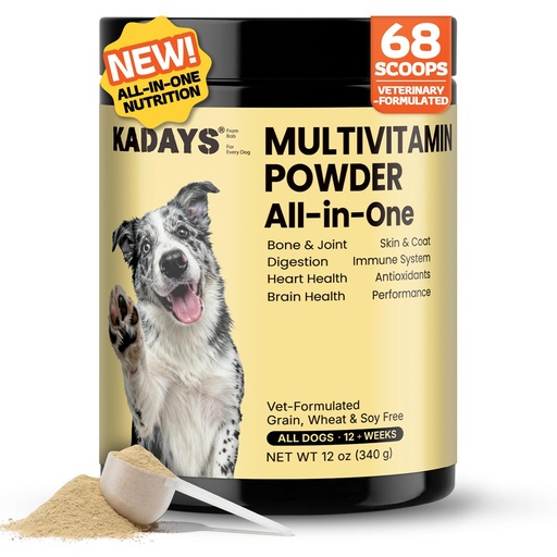 [BRSRYZQPBYCWEEI7] Dog Multivitamin Powder - Dog Vitamins and Supplements | Probiotics, Quercetin, Glucosamine HCI, Mushroom, Vitamins for Dogs Digestion, Skin, Joint, Immune Support - 68 Scoops