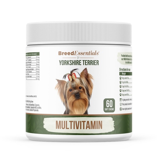 [BRSRYZL6AUPGCCLJ] Yorkshire Terrier Dog Multivitamin, Small Breed Chews | All-In-One Daily Support for Skin, Coat, Heart & Immune; Bacon Flavor Dogs Love; Puppy to Senior; Made In USA