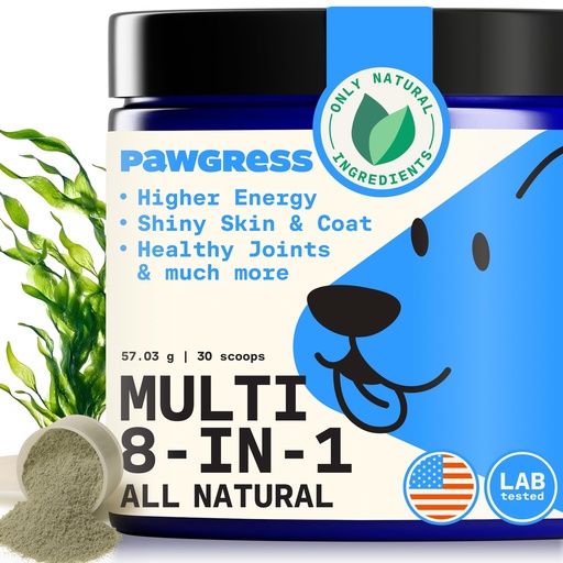 [BRSRAC3YDIDWK3IU] 8-in-1 Dog Multivitamin – 100% Natural Supplement Powder with Colostrum for Healthy Skin, Joints & Energy – Made in USA – 30 Scoops