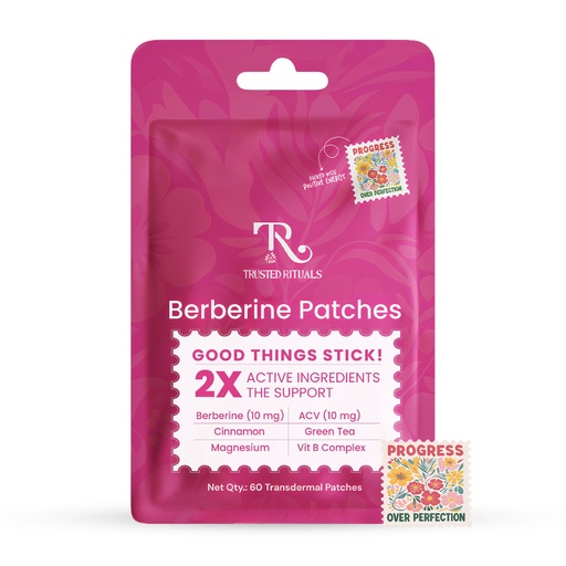 [BRSRGGQPOQAWMHQ2] Berberine Patches – Daily Support with Berberine, ACV, Magnesium, Cinnamon and L-Glutamine – Pack of 1, 60 Transdermal Patches