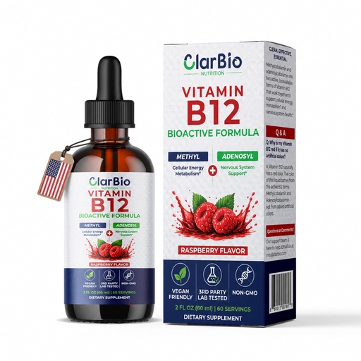 [BRSRGCYFCMNBQ3TV] Vitamin B12 1000 mcg Sublingual Liquid Drops | Methylcobalamin & Adenosylcobalamin | B12 Complex | Vegan Liquid B12 Supplement