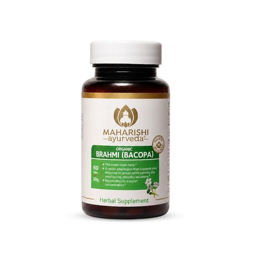 [BRSRGGD5O4NGKCDF] Maharishi Ayurveda Organic Brahmi (Bacopa)– 500 mg, 60 Tabs – Herbal Supplement that Supports Focus, Memory, Concentration & Cognitive Health.| Non-GMO | Certified Organic*