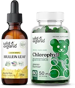 [BRSRAFAQAUGRADLF] Wild & Organic Mullein Drops 2 oz & Chlorophyll Gummies 60 Chews