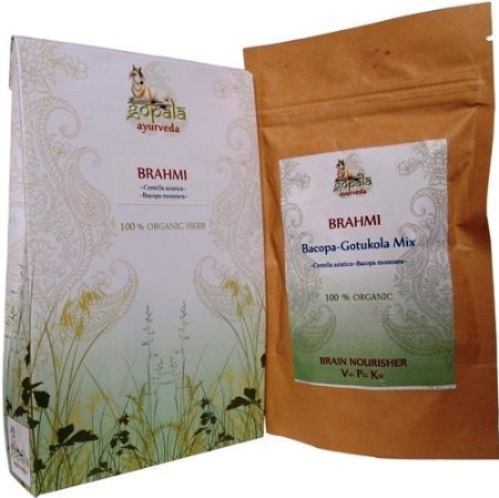 [BRSWKEITOV7RY2Q5] Organic Brahmi + Gotukola Mix 216 VCaps of 500mg each Bacopa monnieri Centella asiatica Brain Nourisher USDA Certified by Gopala Ayurveda