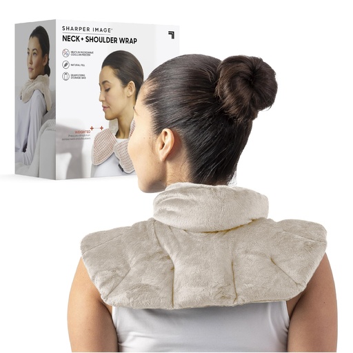 [BRSRA2YTBAGQO3LK] Sharper Image Unscented Heated Neck & Shoulder Wrap - Microwavable Warm & Cooling Plush Pad, Weighted for Pain, Tension & Stress Relief Therapy, Gift for Women & Men