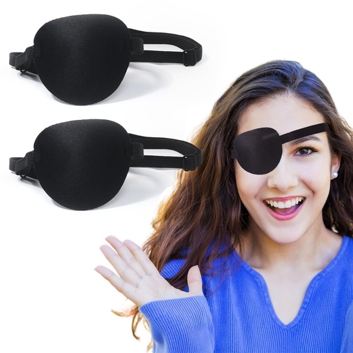 [BRSROZ3RAUBBAAD6] Eye Patches for Adults，2 Pcs Medical Eye Patches for Amblyopia Lazy Eye Patches for Left or Right Eyes，Black 3D Adjustable Eyepatch (Black)