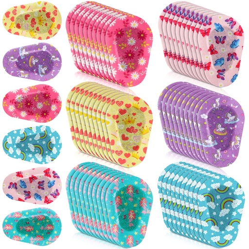 [BRSRMCT2AQDQ4CDF] Panelee 60 Pcs Adhesive Eye Patches Bulk Breathable Colorful Fun Designs 3 x 2 Inch Light Blocking Cotton Bandages for Women Men Adults, 6 Styles