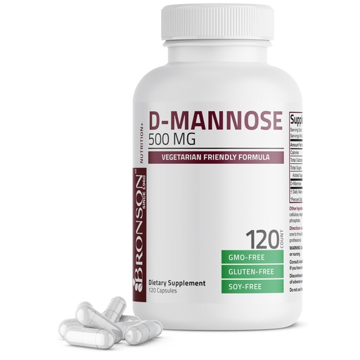 [BRSWYZIFCAFGGHLU] Bronson D-Mannose 500 MG Vegetarian Friendly Formula Non-GMO, 120 Capsules