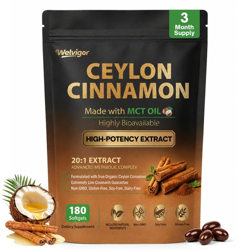 [BRSRYYL7OINAMG3A] Ceylon Cinnamon with MCT Oil: 3 in 1 Berberine Chromium Complex | 3 in 1 Daily Metabolic & Energy Support, keto diets, gentle digestion, and clean nutrition