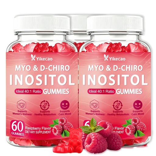[BRSRGCQ7OABA4GQ7] Myo-Inositol & D-Chiro Inositol Gummies, Raspberry Flavor (2 Pack) | 40:1 Ratio – with Vitamin D3, Magnesium Glycinate for Female Hormonal Balance, Ovarian Health & Wellness, 120 Count