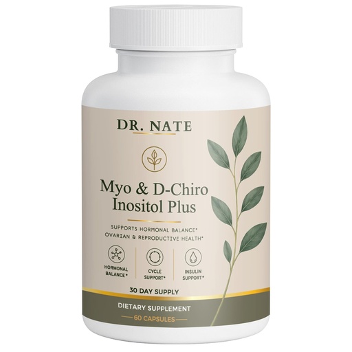 [BRSRYZAPOR7W2CDA] Dr Nate Myo & D-Chiro Inositol Plus | 1000 mg Myo-Inositol & 25 mg D-Chiro Inositol | Supports Hormonal Balance, Cycle Support & Insulin Support | Specially Formulated 40:1 Ratio | 60 Vegan Capsules