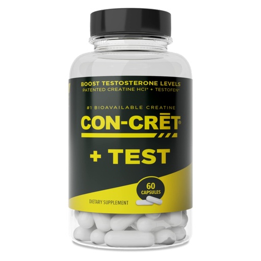 [BRSRMZICA4DWA23U] CON-CRET + Test, Creatine HCl Capsules with Fenugreek Extract, Boost Testosterone Levels, 60 Count