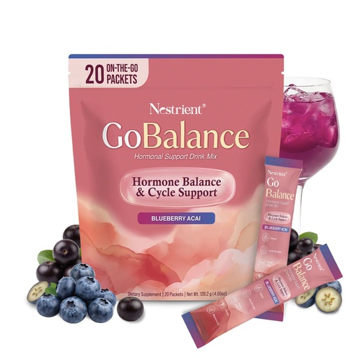 [BRSRYYIZAQMQG2TH] GoBalance Myo & D-Chiro Inositol Powder 40:1 Ratio - Hormonal Support Drink Mix for Women, PCOS, Cycle & Acne - with Magnesium, L-Theanine & Adaptogens - Blueberry Acai, 20 Packets