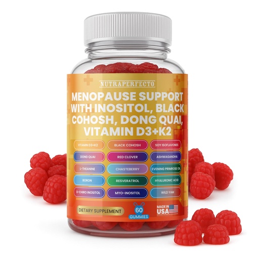 [BRSREYYLDMCGED3V] Sugar Free Menopause Support Gummies for Women D-Chiro Myo Inositol Black Cohosh Dong Quai Vitamin D3 K2 - Hormone Balance, PMS, Hot Flash & Night Sweat Relief Perimenopause Water Retention Debloating
