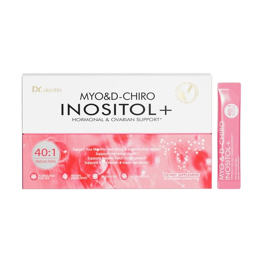 [BRSRAFLRAQMR6YA6] DR.Austin Myo & D-Chiro Inositol Powder Supplement for Women, 40:1 Ratio for Hormone Balance, PCOS Support & Fertility with PQQ, Folate & Antioxidants, 30 Sticks(Sugar-Free, Easy Dissolve)