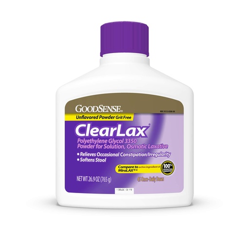 [BRSWGHYDBMBBO23K] GoodSense Polyethylene Glycol 3350 Powder for Solution, Osmotic Laxative, Softens Stool, Relieves Occasional Constipation, 26.9 Ounce
