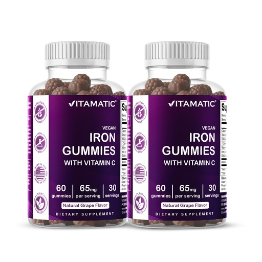 [BRSRMAINCENQO3Y2] Vitamatic Iron 65 mg Gummies Supplement for Women & Men - 60 Vegan Gummies - Great Tasting Iron Gummy Vitamins with Vitamin C (2)