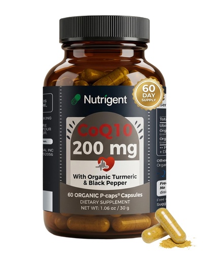 [BRSRGZACCN5WOF34] CoQ10 200mg Ubiquinone Complex Capsules | with Organic Turmeric & Black Pepper, Antioxidant Support, Clean Label, 60-Day Supply, No Silicon Dioxide & Mg Stearate
