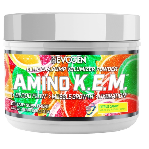 [BRSRE2YEBN4B6F32] Evogen Amino K.E.M. EAA & BCAA | Citrus Candy | 30 Servings | S7 nitric oxide blend with betaine anhydrous, coconut water and leucine for blood flow, muscle growth, hydration and recovery