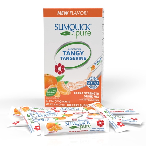 [BRSRMCQEDMMBSDQ6] SlimQuick Extra Strength Weight Management Drink Mix for Women, Tangerine - Helps Metabolism, Keeps Full for Longer with Green Tea, Caffine, Chaste Tree, Rhodiola Extract - 26 Count