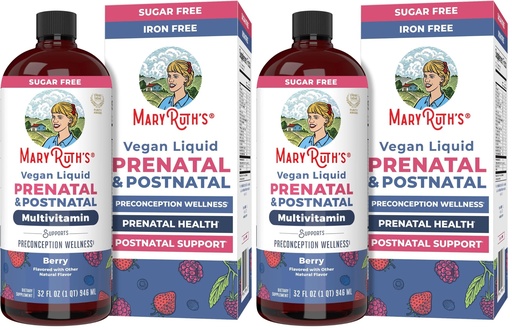 [BRSRYZL2AQMQMETZ] MARYRUTH'S Postnatal & Prenatal Liquid Multivitamin for Women | Selenium | Folate | Healthy Fetal Development | Prenatal Vitamins | Vegan | Non-GMO | Sugar Free | Gluten Free | 32 oz (Pack of 2)