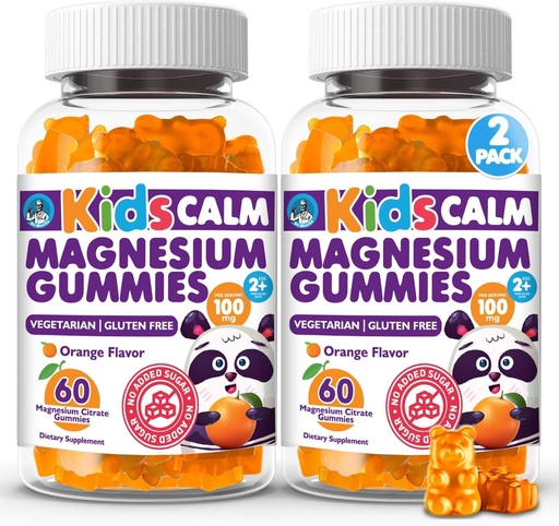 [BRSROATQCF4A22DF] DR. MORITZ Sugar-Free Calm Magnesium Gummies for Kids and Adults - Non-GMO Magnesium Citrate Gummies - Orange Flavor - 2-Pack (120 Count)