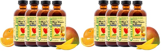 [BRSRY2QLBECQO3LH] CHILDLIFE ESSENTIALS Kids Multivitamin & Mineral - Vitamins for Kids, Liquid Multivitamin Supplement for Toddler & Baby Wellness - Natural Orange & Mango Flavor, 8 Fl Oz (Pack of 8)