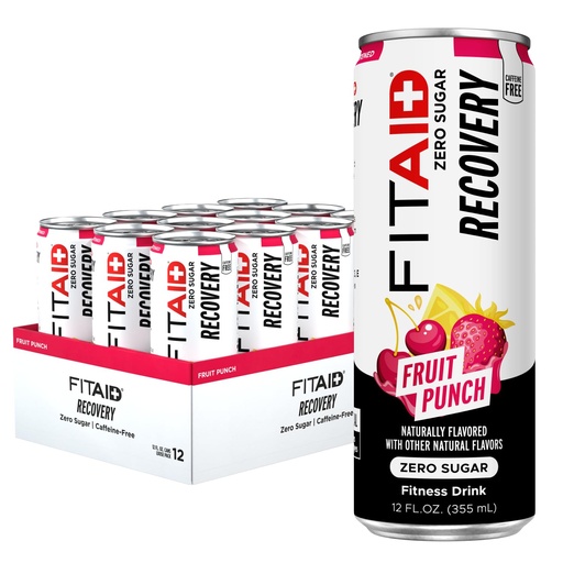 [BRSRAAIOBUCBGYDO] FITAID Post Workout Recovery, Zero Sugar Fruit Punch, 12 fl oz (12-Pack) | Refreshing post-workout recovery drink. Zero sugar, 5 calories, keto-friendly formula packed with BCAAs & electrolytes.