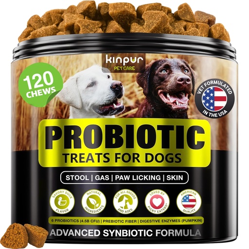 [BRSW2BQFOYHRQYDH] Probiotics for Dogs with Digestive Enzymes & Prebiotics - Sensitive Stomach | Gut Health, Yeast Balance, Immune Support, Itchy Skin, Puppies & Seniors, Small & Large Breeds - Soft Duck Chews, 180 Count