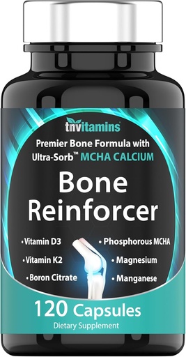 [BRSROFILOAAQEA3Z] Bone Reinforcer (120 Capsules) MCHA Calcium Supplement with Vitamin D3, Magnesium, Vitamin K2, Boron Citrate, Phosphorous MCHA, & Manganese | Powerful Bone Supplement for Women & Men