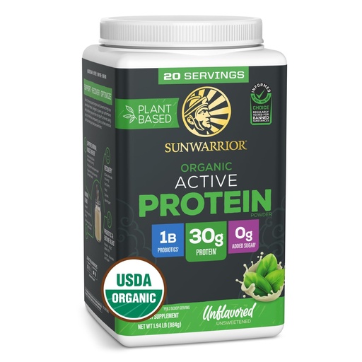 [BRSRAYAZBAGRUCLF] Sunwarrior Organic Plant Based Protein Powder | Vegan Organic Protein Powder with BCAA Amino Acids Plus Recovery Minerals & Botanicals | Non-GMO Soy Dairy & Gluten Free (Unflavored, 20 Servings)
