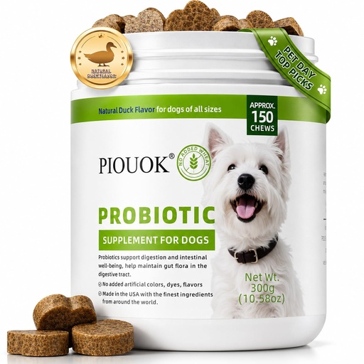 [BRSRGAD4OUPRY33L] 150 PCS Probiotics for Dogs, Dog Probiotics for Digestive Health and Diarrhea, Allergies & Immune Support Dog Probiotic Supplement, Daily Probiotics for All Dogs, Natural Duck Flavor
