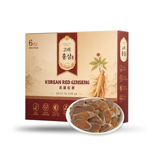 [BRSRGAYDBAHA2FD4] 6-Year Red Ginseng Slices, Hand-Selected Korean Panax Ginseng Slices with Gift Box, Naturally Dried Korean Red Ginseng for Tea, Soup and Daily Use,Ginseng Rojo Coreano for Men & Women (4 Ounce)