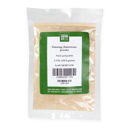[BRSRYYL5BEAR42T3] American Ginseng Powder, by Herb Co, Panax Quinquefolius, from the USA, Kosher, for Encapsulation, Topical Salves, Balms & Poultices, 1/4 lb