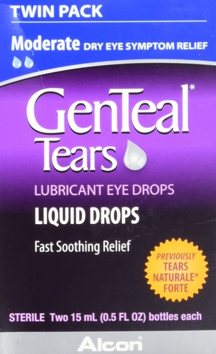 [BRSWKF37PJ6RMFT4] GenTeal Tears Moderate Lubricant Dry Eye Drops, 15 mL, Twin Pack