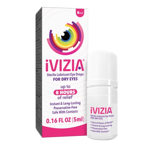 [BRSW2BQKDENRG2DG] iVIZIA Sterile Lubricant Eye Drops for Dry Eyes, Preservative-Free, 5ml | Moisturizing, Dry Eye Relief, Contact Lens Friendly