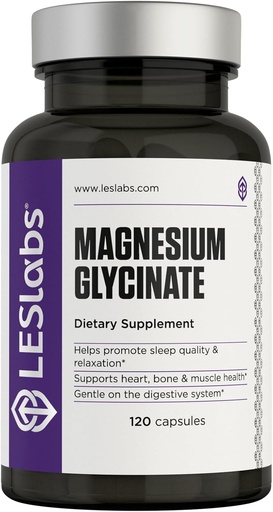 [BRSRAFT3AEMQKADJ] LES Labs Magnesium Glycinate – Supports Restful Sleep, Heart Health, Stress Relief, Metabolism, Nerve & Muscle Function, Gentle on The Digestive System – Non-GMO Supplement – 120 Capsules
