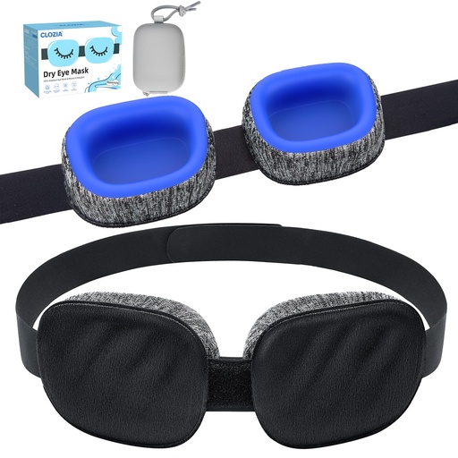[BRSRYZL2C4IR4CD7] CLOZIA Eye Mask for Dry Eyes, Moisture Chamber Sleep Mask Silicone Cups | 0.7" Deep Eye Cups, Removable Soft Silicone Goggles, Blackout Design for Night Sleep, Travel, Shift Work & Sensitive Eyes