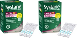 Systane Ultra Preservative Free Lubricant Eye Drops, 60 Count, Fast-Acting Dry Eye Relief from Irritation & Dryness, Hydrating Eye Drops for Extended Protection, Single-Use Vials (Pack of 2)
