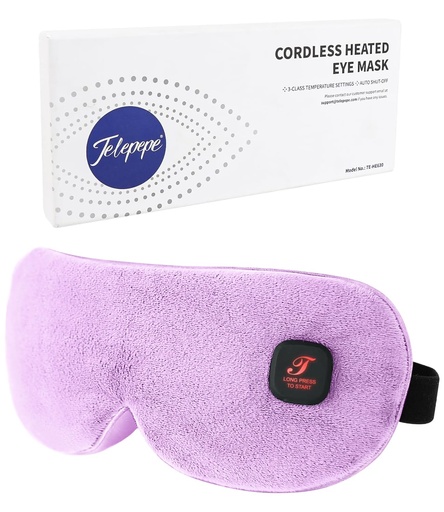 [BRSRAZD3CQPQYCA3] Heated Eye Mask for Dry Eyes, Cordless Warm Eye Compress, Blepharitis, Styes, 1000mAh, Washable Cover, Gifts for Family and Friends, Travel (Purple)