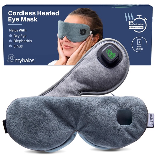 [BRSRAYL3OABGYHI3] MyHalos Cordless Heated Eye Mask, Rechargeable Warm Compress for Dry Eyes | USB Rechargeable, Washable Cover, Comfort for Styes & Blepharitis, Sinus Relief, Reusable, Cordless, Moist Heat Therapy