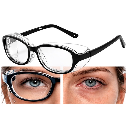 [BRSRGBADBUJRYCTL] Moisture Chamber Dry Eye Relief Glasses, TR90 Frame for Work Reading Daily Use, with Reusable Moisture Pads