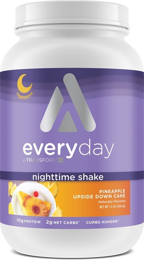 [BRSROYAPCMMGKELD] TransformHQ Nighttime Shake (Pineapple Upside Down Cake) Protein Blend | Nighttime Meal Replacement Shake, 10g of Protein, 28 Servings