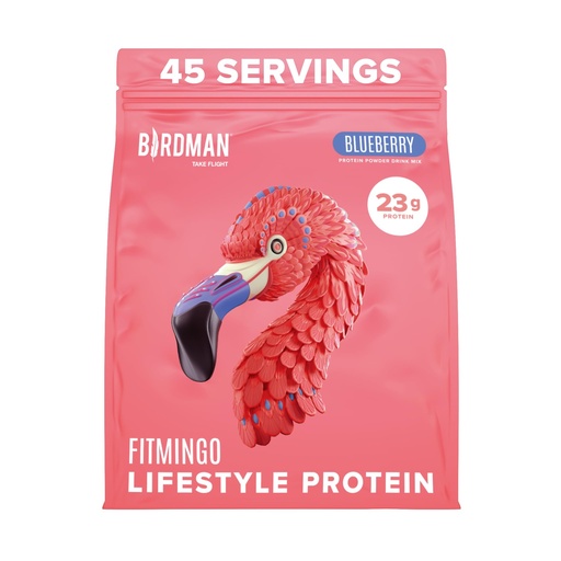 [BRSRAYAZCMMAM3TK] BIRDMAN Fitmingo Vegan Protein Powder with Inositol, Collagen Boosters, Hyaluronic Acid and Vitamins | Low Carb, Dairy Free, Low Calorie | 23g Plant Based Blueberry Protein Powder with Myo-Inositol